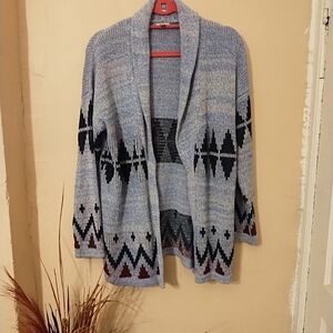 Urban Outfitters Ecoté Blue,Black,Red Women's Artez Open Front Sweater Sz Small